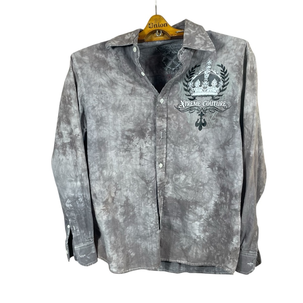 Extreme Couture Men’s/ Unisex Button Up Embroidered Long Sleeve Shirt Size